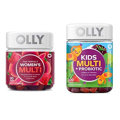 OLLY The Perfect Women's Multi and Kid's Multi +Probiotic Family Pack Gummies, 2 Count, Chewable Supplement