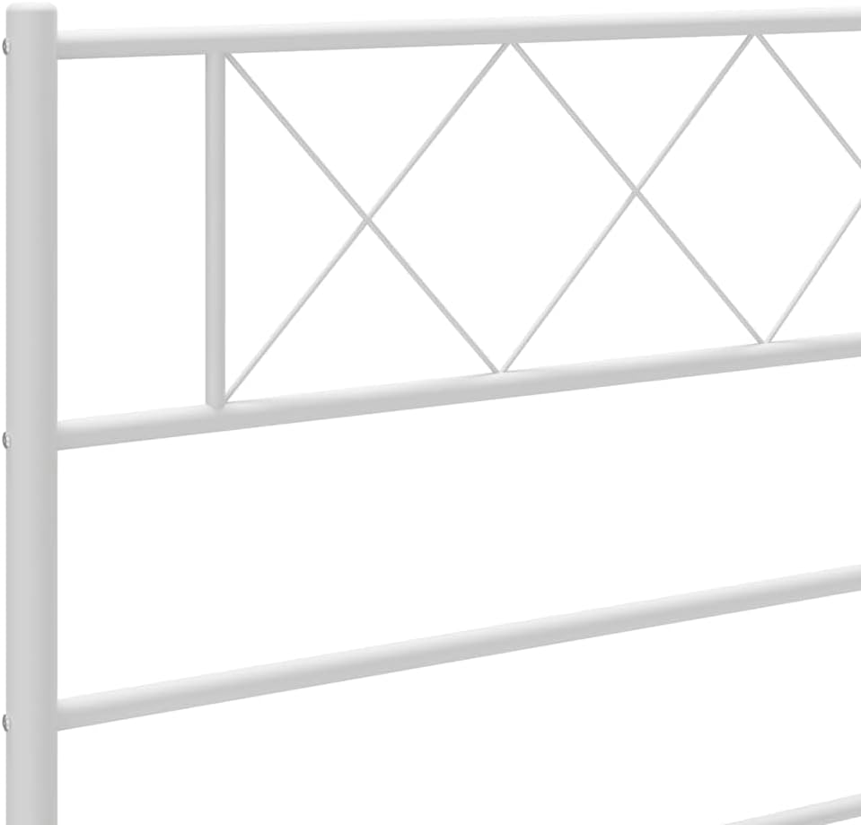 vidaXL 12'' Metal Twin XL Bed Frames with Headboard, Platform Bed Frame with Strong Metal Slats Support, Under Bed Storage, Noise Free, White, Without Mattress