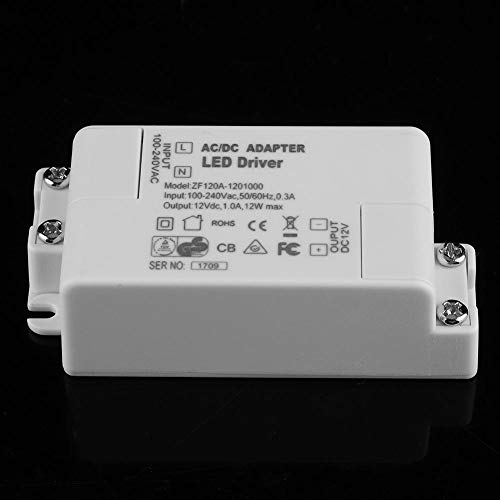 Image of LED Power Transformer Driver, AC 100-240V to DC 12V SMD Driver Power Supply 12W Constant Voltage Power Supply Compatible with Wall Dimmer, AC Dimming for 12V LED Strip Light