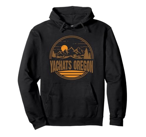 Vintage Yachats, Oregon Mountain Hiking Souvenir Print Pullover Hoodie