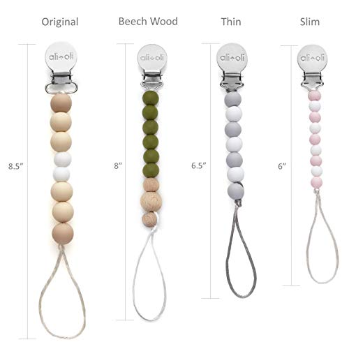 Ali+Oli Pacifier Clip Holder for Baby | Pepe (Natural Wood) - Thumbnail 5