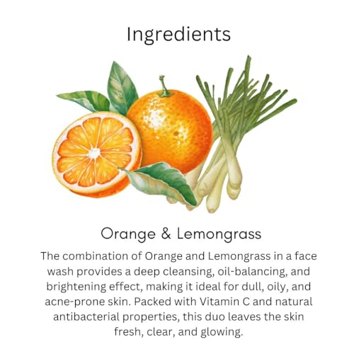 Image of Khadi Orange & Lemongrass Face Wash 200ml | Herbal & Natural | Exfoliates, Brightens, Hydrates & Moisturizes | Minimizes Pores | SLS & Paraben Free | For All Skin Types | Men & Women