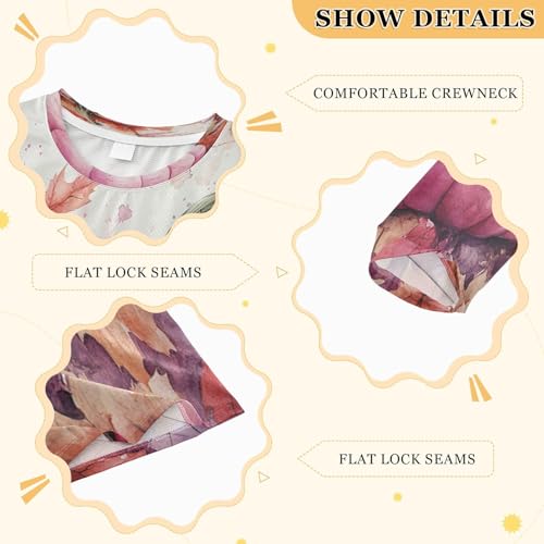 Pink Pumpkins Autumn Leaves Boys Rash Guard Long Sleeve UPF 50+ Boys Swim Shirt Quick Dry Shirt for 3-12 Years3