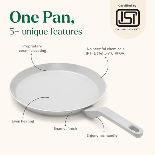 Image of Ember Cookware Arcilla Ceramic Non Stick Tawa 28cm | Non Toxic Roti & Chapati Pan | ISI Certified | Ceramic Cooking Tawa | PFAS & PTFE Free | 5-Year Warranty | Grey