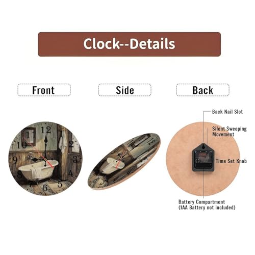 Reloj de pared silencioso de madera 10 pulgadas vintage miniatura 6