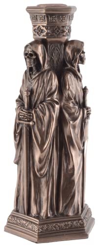 3 Grim Reaper Candle Holders, Created Stone, Hand Bronzed by Veronese, No Candle, LxBxH ca. 10x8x21 cm - Image 3