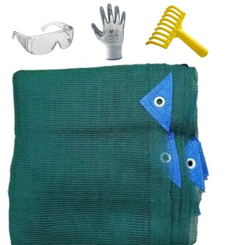 rete telo raccolta olive pinto ferramenta telone pesante 90 gr/mq con occhielli e bordi rinforzati in omaggio occhiali guanti e rastrello per raccolta noci mandorle pistacchi frutta secca (8x8)