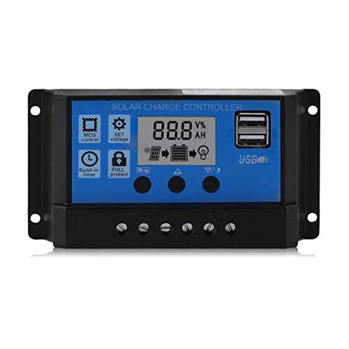 Tree-on-LifeProfessional Dual USB 12V/24V 10A Solar Panel Controller Battery Charge Regulator LCD Display Regulator Solar Controller