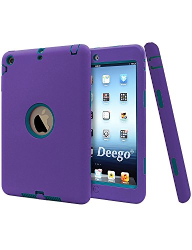 iPad Mini Case, Vogue Shop 2in1 Hybrid Case Cover for iPad Mini 1 2 3 Hard Cover for iPad Mini Printed Design Pc+ Silicone Hybrid High Impact Defender Case Combo Hard Soft Case Cover (Purple+Teal)