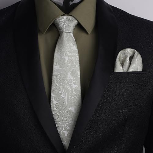 Image of Alizeal Mens 3 Pcs Long Sleeve Shirts Set | Pocket Square Necktie Perfect for Weddings Business Daily Wear