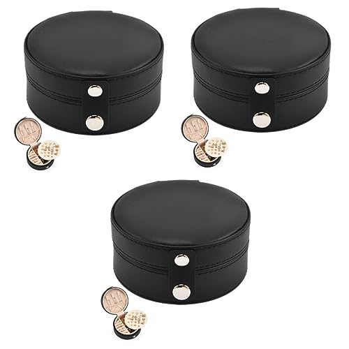Boîte à bijoux portable cuir ronde multi-compartiments