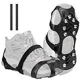 Vixplorn アイゼン 11本爪 チェーンスパイク 滑り止め スノースパイク 転倒防止 固定ベルト付き 取り付け簡単 軽アイゼン 軽量 コンパクト 登山 釣り トレッキング 男女兼用 様々な靴に対応 雪道/凍結道路対策 (Ｍ)