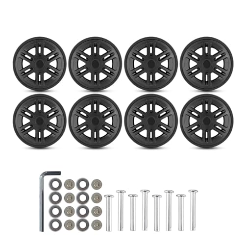 8Pcs/Set Luggage Wheels 60mm Travel Suitcase Replacement Double Wheels Repair Kits(Black 8pcs)2