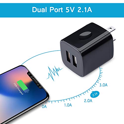 Hopepow PT-WC-13 Wall Charger Block, 2.1A/5V Dual Port Usb Wall Plug In Phone Travel Power Usb Adapter Plug,3Pack Black Charger Cube Fast Charging Compatible Iphone 15 Pro/14/13/12,Samsung Galaxy S24/S23/S22/S21/S20 thumb #4