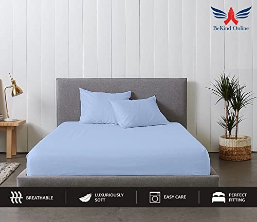 Image of Eastern King - 76 inch x 80 inch Size Luxury 600 Thread-Count 100% Egyptian Long Staple Cotton Sheets Set Sheet Set Soft & Silky Sateen Weave 26 inch Extra Deep-Pockets - Eastern King, Light Blue