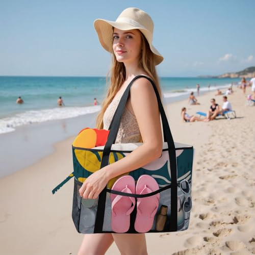 Sandproof Beach Bag with Zipper - 8-Pocket Waterproof Tote for Women & Family | Foldable Travel Swim Bag (Gift-Ready)2