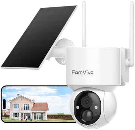 2K Solar Security Cameras Wireless Outdoor, 360°PTZ Battery Powered ...