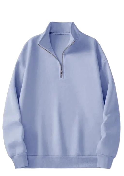 Mens Half Zip High Neck Fleece Sweatshirt Full Sleeve Casual Winter Pullover Street Everyday Comfort Top Blue L-picture-31