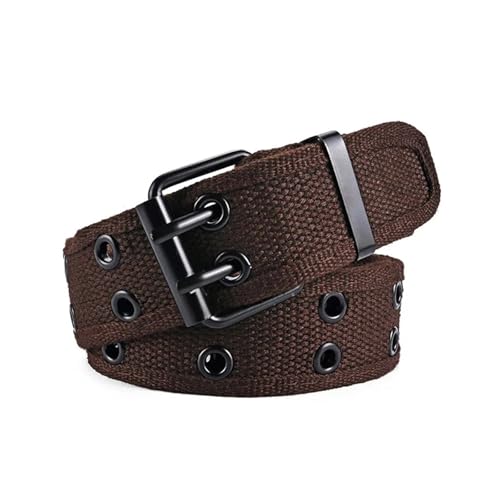 Canvas Belt for Men Luxury Metal Pin Buckle Army Tactical Nylon Braid Belts(Coffee)