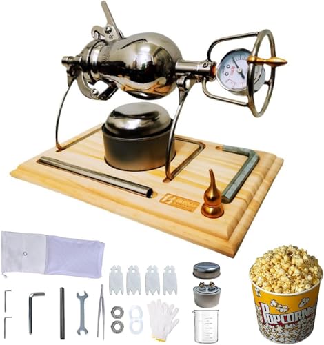 Máquina hacer palomitas maíz retro, máquina palomitas maíz aire caliente sobremesa, máquina para hacer palomitas maíz estilo chino sin aceite, amplificador granos (260ml)