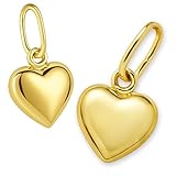 CLEVER SCHMUCK Herz Anhänger Gold 6 mm schlicht und beidseitig gewölbt poliert 925 Silber vergoldet im Etui creme