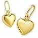 CLEVER SCHMUCK Herz Anhänger Gold 6 mm schlicht und beidseitig gewölbt poliert 925 Silber vergoldet im Etui creme