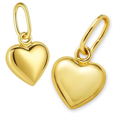CLEVER SCHMUCK Herz Anhänger Gold 6 mm schlicht und beidseitig gewölbt poliert 925 Silber vergoldet im Etui creme