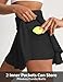CHALLMOTI Women's Pleated Tennis Skirt Golf Skorts for Woman High Waisted Tummy Control Athletic Skirt with Pockets Black M