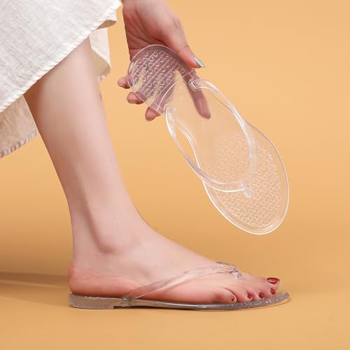 Women Flip Flops Thong Sandals Jelly Shoes Flat Slides Clear Jellies Pool Slippers Bathroom Summer Beach Size 8 Ladies Non Slip Dress Comfortable Quick Drying Soft2