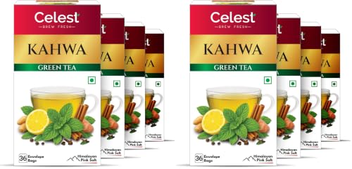 Image of Celest Green Tea - Kahwa | Helps in Detox | Kahwa Green Tea | Pack of 8 (36 Greentea Bags Each)