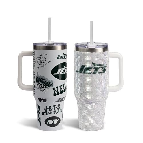 Image of The Memory Company Officially Licensed 2-Pack Game Day Tumblers Team Spirit /Bling, New York Jets