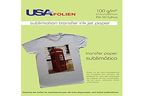 Usa Folien 7017, Papel Transfer, para Sublimação, A4, 100 g, Multicor, Pacote de 50