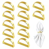 Ztolbriy Servilleteros Individuales de Metal Dorado, 12 Elegantes Hebillas para...