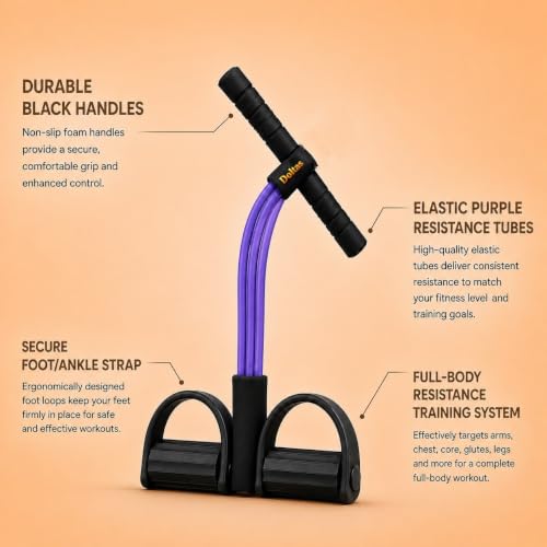 Image of DOLTAS Tummy Trimmer for Men and Women - Resistance Band Leg Ab Full Body Exercise - Muscle Training and Fat-Burning Home Gym Equipment (Purple)
