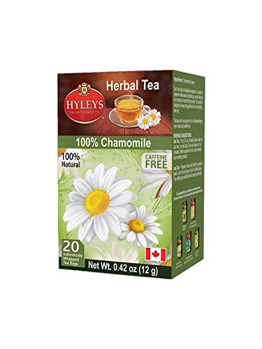 Hyleys Caffeine Free Chamomile Herbal Tea - 20 Tea Bags (Caffeine Free, Gmo Free, Gluten Free, Dairy Free, Sugar Free & 100% Natural, Decaf)
