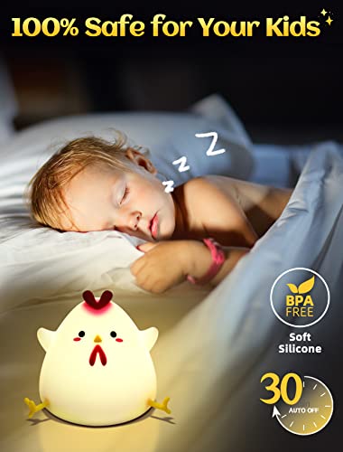 Rayki Chick Night Light For Kids, Usb Rechargeable 7 Colors Tap Control Nursery Night Lights Silicone Nightlights Cute Led Light Room Decor Table Desk Lamp Gifts For Teens Girls Boys Children Toddler #TOP2
