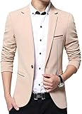 Mens Slim Fit Single One Button Blazer Jackets (Khaki,US Small/Label XX-Large)