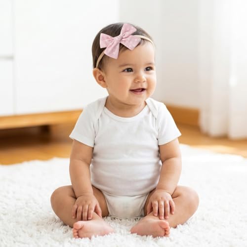 Image of SNOWIE SOFT 10Pcs Baby Hairband Stretchy Cute Floral Bow Headbands for Baby Girl Boy Hair Bands for Baby Girls Boys Newborn Headpiece Gift