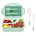 1400 ml Caja de almuerzo, Caja de Bento con 3 compartimentos y cubiertos, caja de sándwich reutilizable, caja de almuerzo a prueba de fugas, apto para microondas y lavavajillas