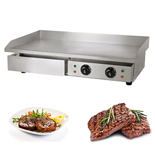Plancha Électrique 3500W - 66x44cm Acier Inox, Thermostat 50-300°C, Bac à Graisse - Pro Ou Maison