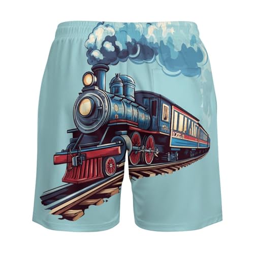 Train Mens Swim Trunks with Quick-Drying Lining Beach Shorts for Outdoor Sports4