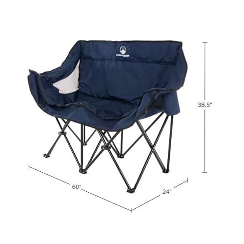 image for Double Camping Chair - Foldable Portable Couch with 2 Cupholders and P