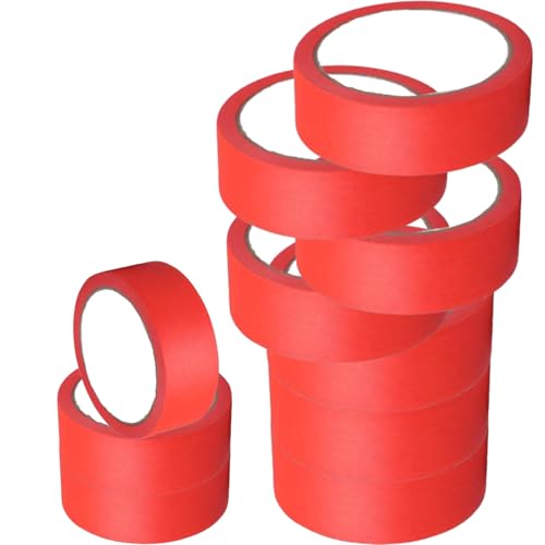 Ruban de masquage peinture rouge 35mm x 20m, lot de 10 rouleaux pour travaux et bricolage