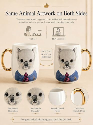 Taza de cerámica animal 24oz con asa dorada miniatura 5