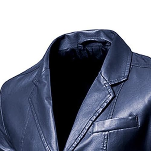 Blazer casual para hombre de cuero clásico con botones miniatura 2