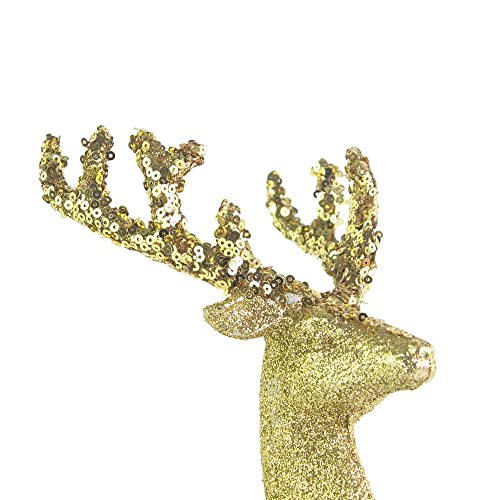 Slimmkiss Standing Reindeer Christmas Reindeer Gold Glitter Deer Figurines Christmas Decoration Deer Figurine Statues Indoor Decorative For Living Room Tabletop Kitchen Mantle Shelf Desk #TOP5