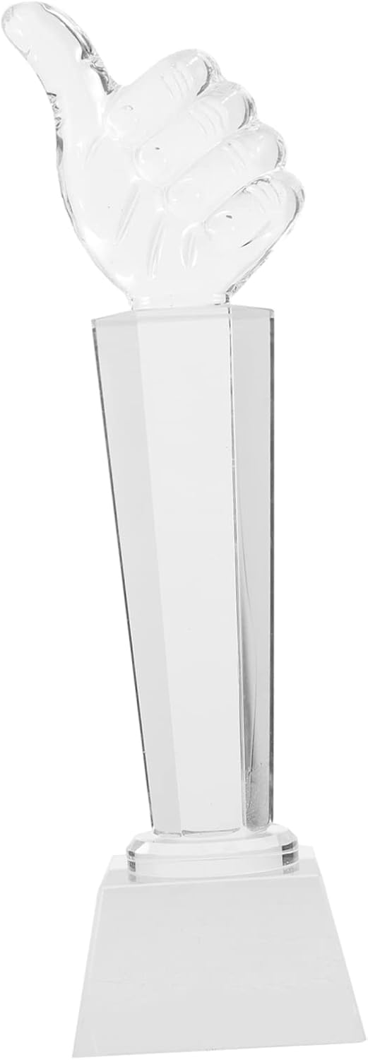 Crystal Thumb Trophy Award Crystal Trophy Cup for Classroom Rewards Party Prizes Home Decor Hand Gesture Statue for Room Decoration