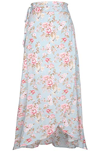 Yonala Womens Boho Floral Tie Up Waist Summer Beach Wrap Cover Up Maxi Skirt2