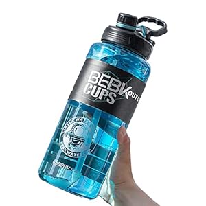 Drinkfles met rietje, 1,7 l, geschikt voor fitnessstudio, yoga, kantoor, camping en gezinsleven, lekvrij, grote waterfles zonder BPA met rietje voor fitnessstudio, waterfles
