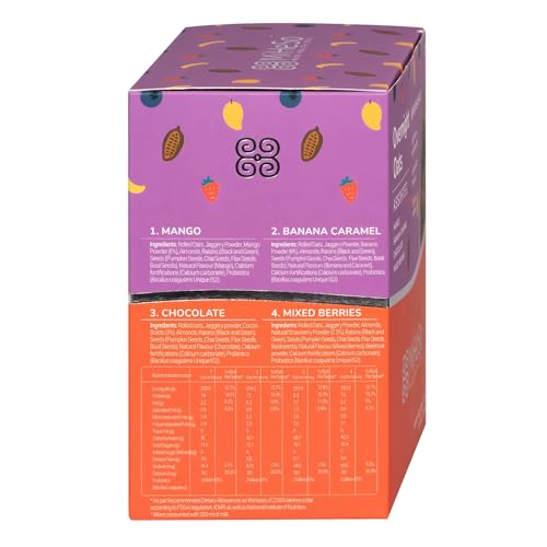 Image of MiHeSo Overnight Oats 420g Assorted | Healthy Rolled Oats & Oatmeal Breakfast | 15g High Protein | High Fibre Calcium | Gluten Free Oats | No Added Refined Sugar | For Weight Loss Women & Men